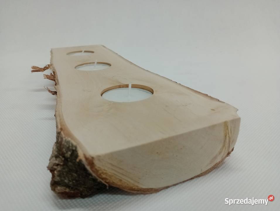 ŚWIECZNIK Z NATURALNEGO DREWNA BRZOZOWY TEALIGHT Żagań