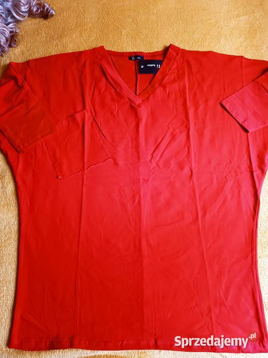 Bluzka tunika czerwona z ozdobną kieszonką czerwony