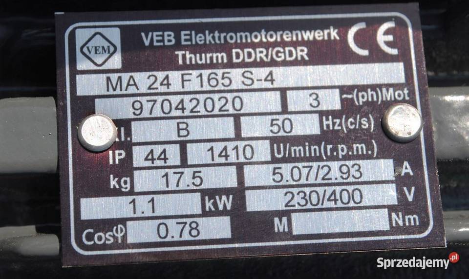 Motoreduktor kątowy 11kw 36obrmin z hamulcem VEM