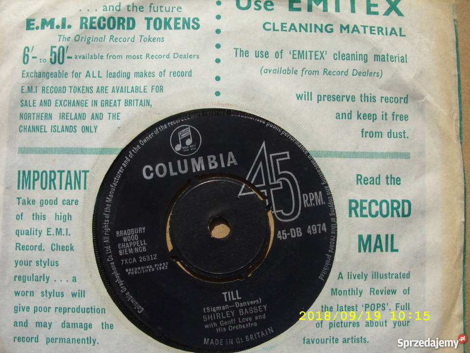 SHIRLLEY BASSEY COLUMBIA ENGLAND 3 SINGLE