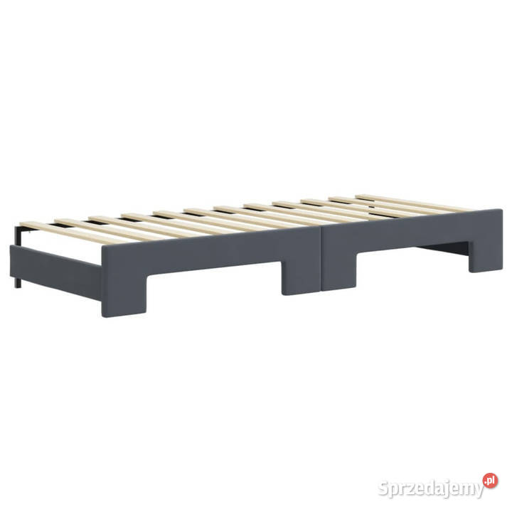 Sofa rozsuwana z materacami ciemnoszara aksamit 71cm mazowieckie Warszawa