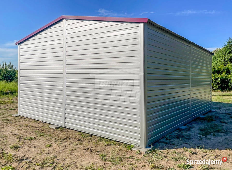 Garaż Blaszany 5x6m Brama Uchylna Drzwi 2x Okno