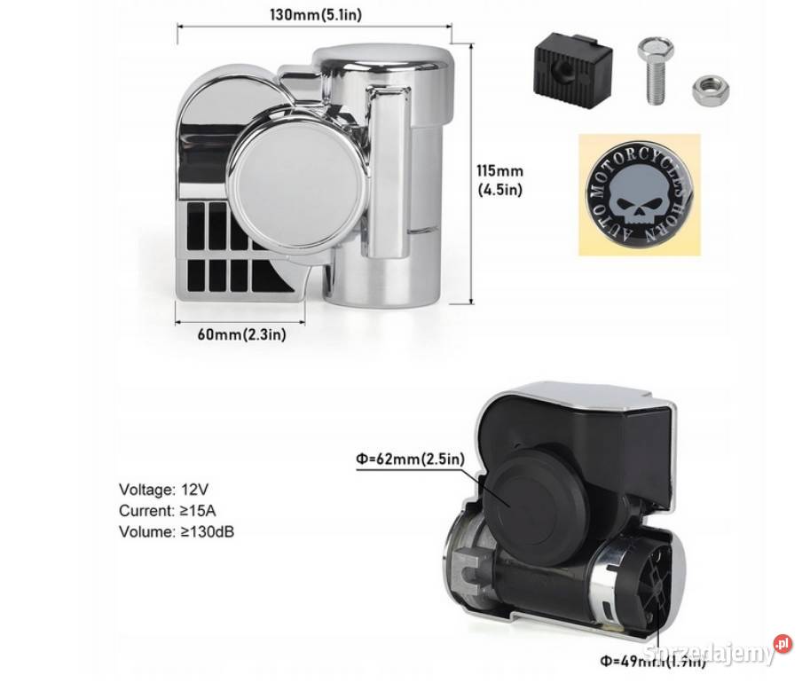 Klakson sygnał dzwiekowy do motocykla auta 12V