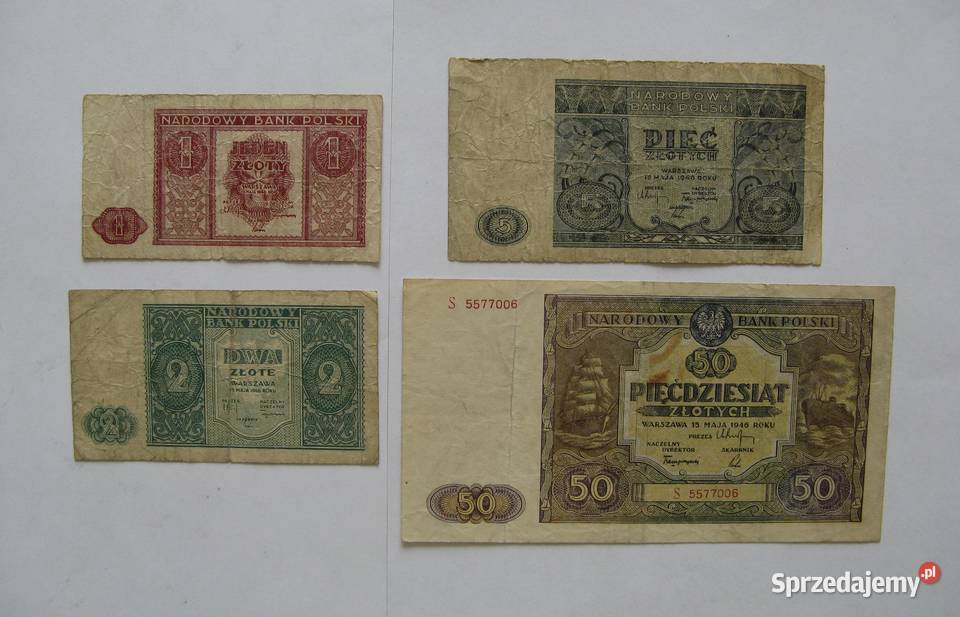 1 2 5 50 złotych 1946 zestaw 4