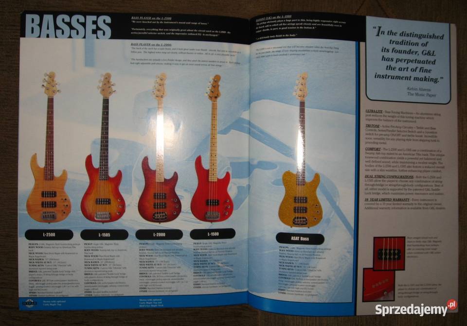 GL Guitars Basses catalog katalog gitar Kępice