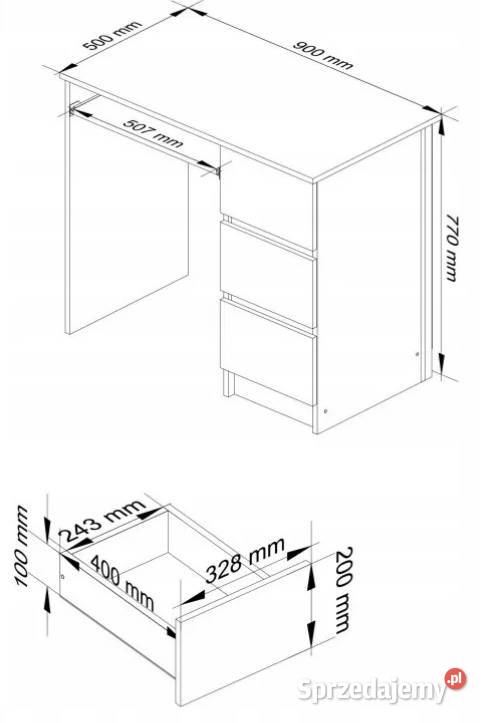Używane biurko w kolorze olchy 50x90x77 Biurka Radzyń Podlaski sprzedam