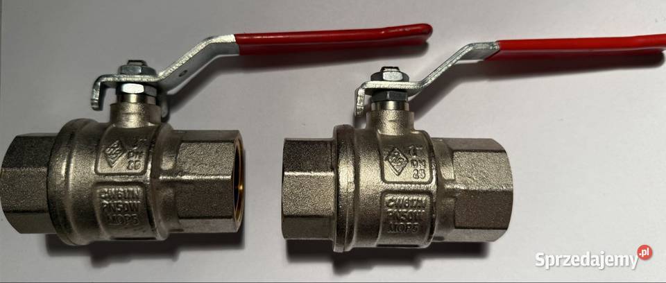 Dwa mosiężne zawory kulowe CW617N rozmiar DN25 1 sprzedam