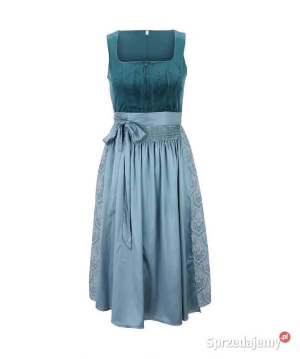 Oktoberfest kostiumsukienka midi doskonała na niebieski