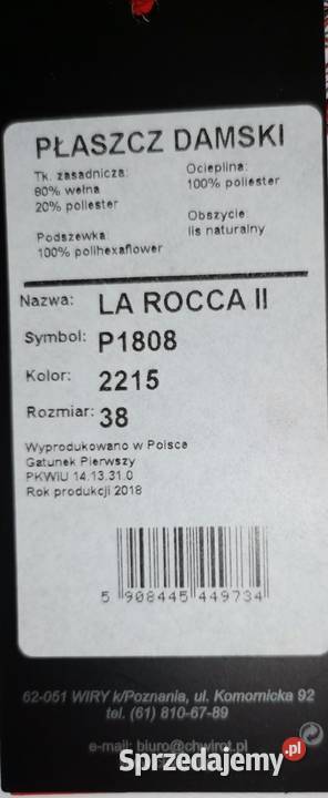 Płaszcz długi z kapturem La RoccaChwirot Rozmiar 38(M)