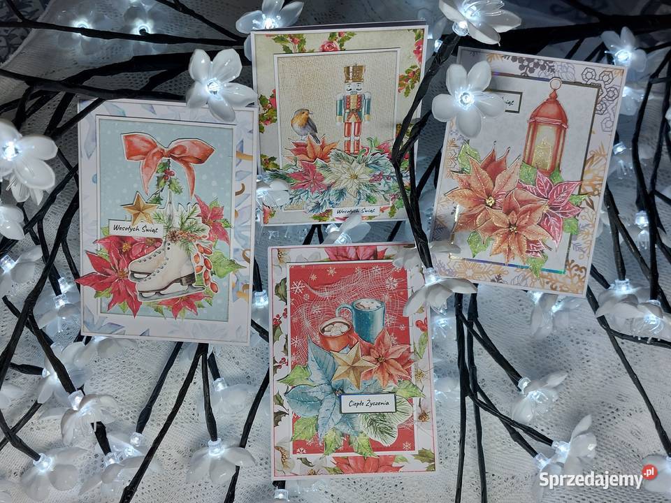 Ręcznie robione kartki na Boże Narodzenie wielokolorowy Zbójno sprzedam