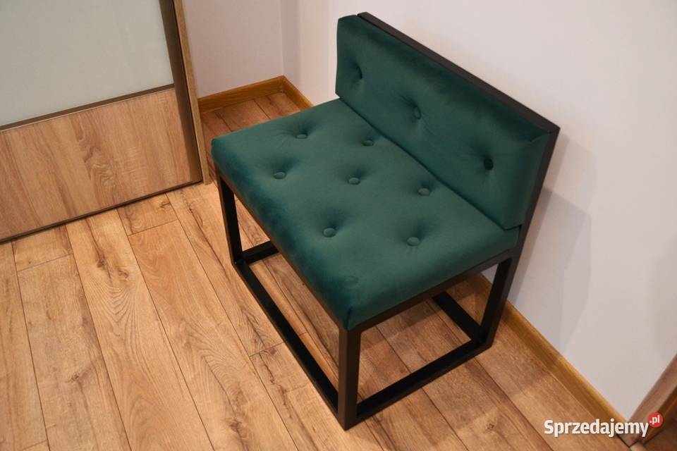 Ławeczka loft siedzisko pufa z oparciem stalowa Kraków