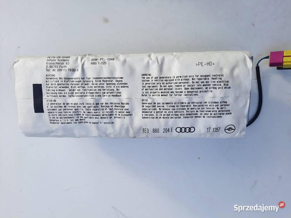 Air Bag Poduszka powietrzna pasażera Audi A4 B6 Rok produkcji 2004 śląskie Szczerbice