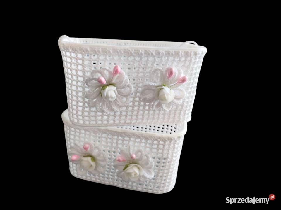 Koszyczki bliźniaczek do sypania kwiatków na biały Ropczyce