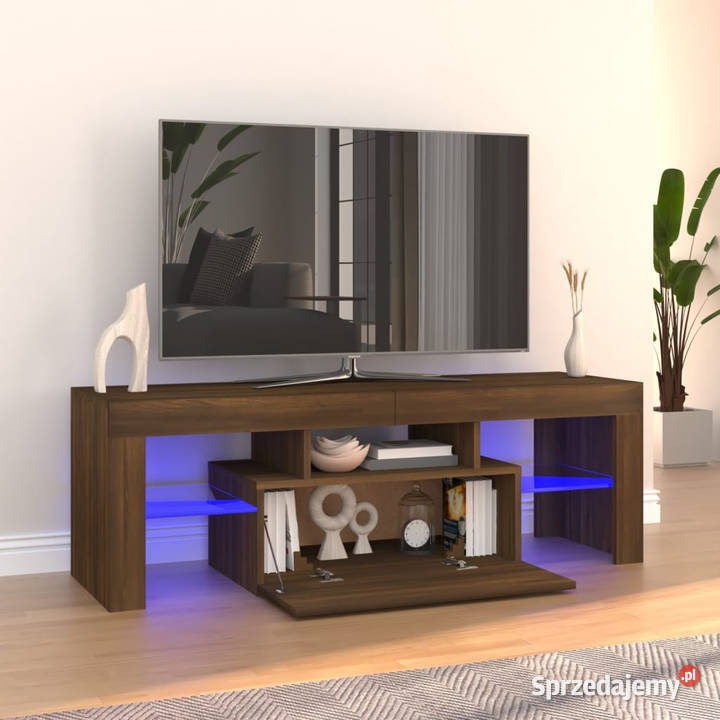 Szafka pod TV z oświetleniem LED brązowy dąb Warszawa sprzedam