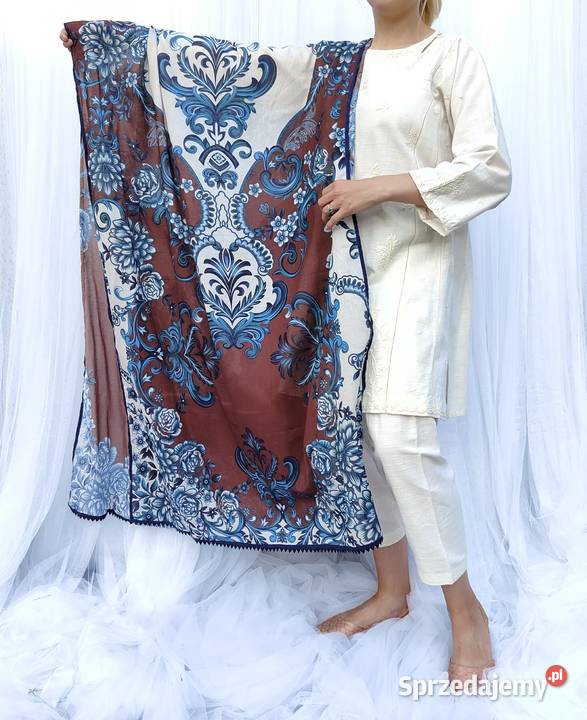 Indyjska chusta dupatta szal oversize retro Szczecin