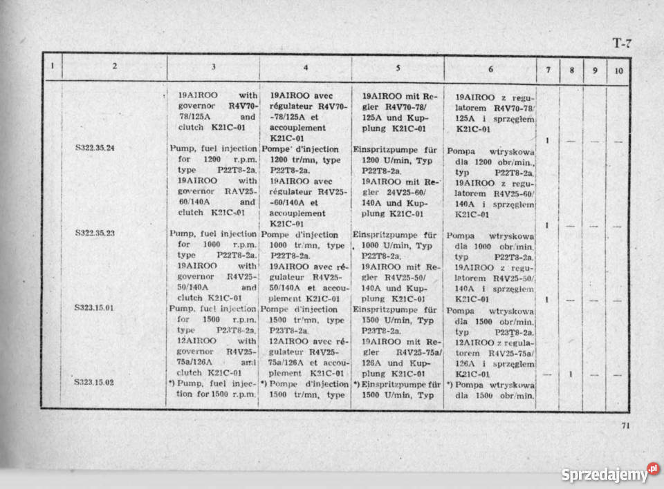 Katalog części silnik Andoria S322 S323 S324 Garwolin
