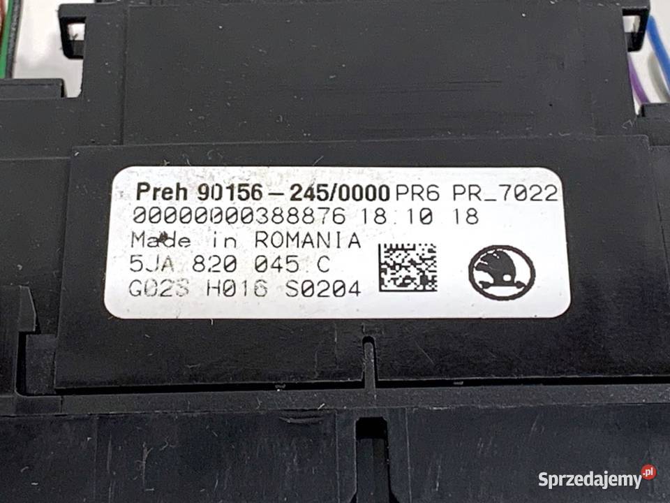 PANEL STEROWANIA NAWIEWU SKODA RAPID 5JA820045C