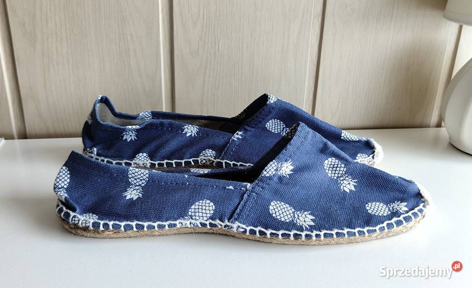 Buty płaskie espadryle 39 granatowe ananasy na inna