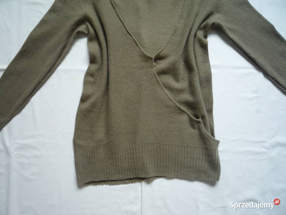Cashflow 36S Khaki sweter kaszmir dekolt w szpic