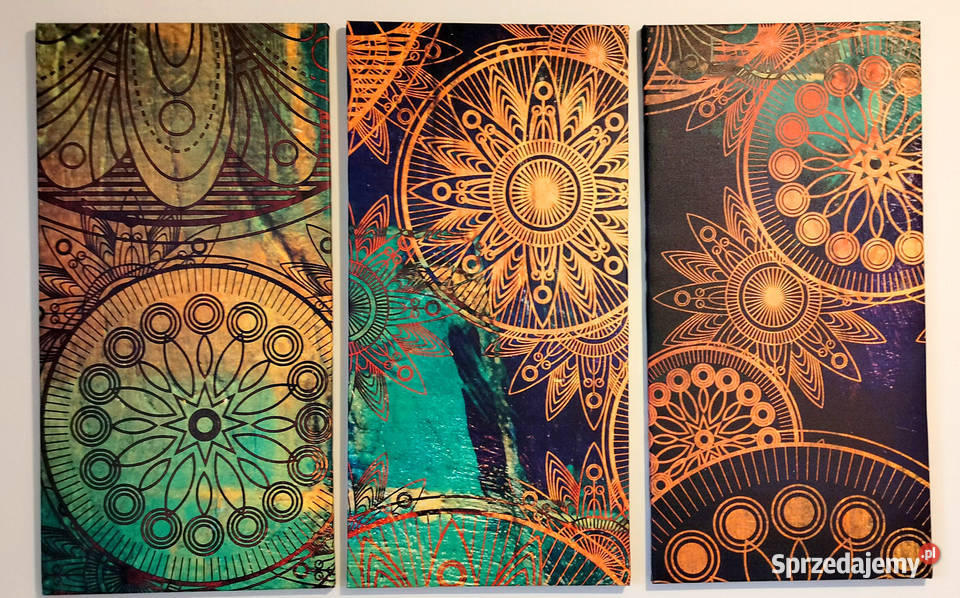 Tryptyk 3 sztuki obraz na płótnie w drewnianej sprzedam