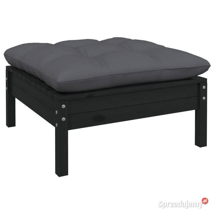 2osobowa sofa ogrodowa z poduszkami czarna