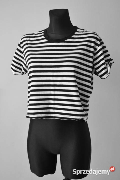 krótka bluzka w paski crop top M hm czarny Warszawa