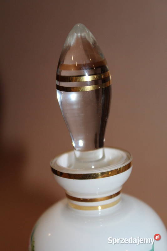 Szklany flakon z różyczkami lata 30te XX w 750 a Porcelana i szkło zachodniopomorskie sprzedam