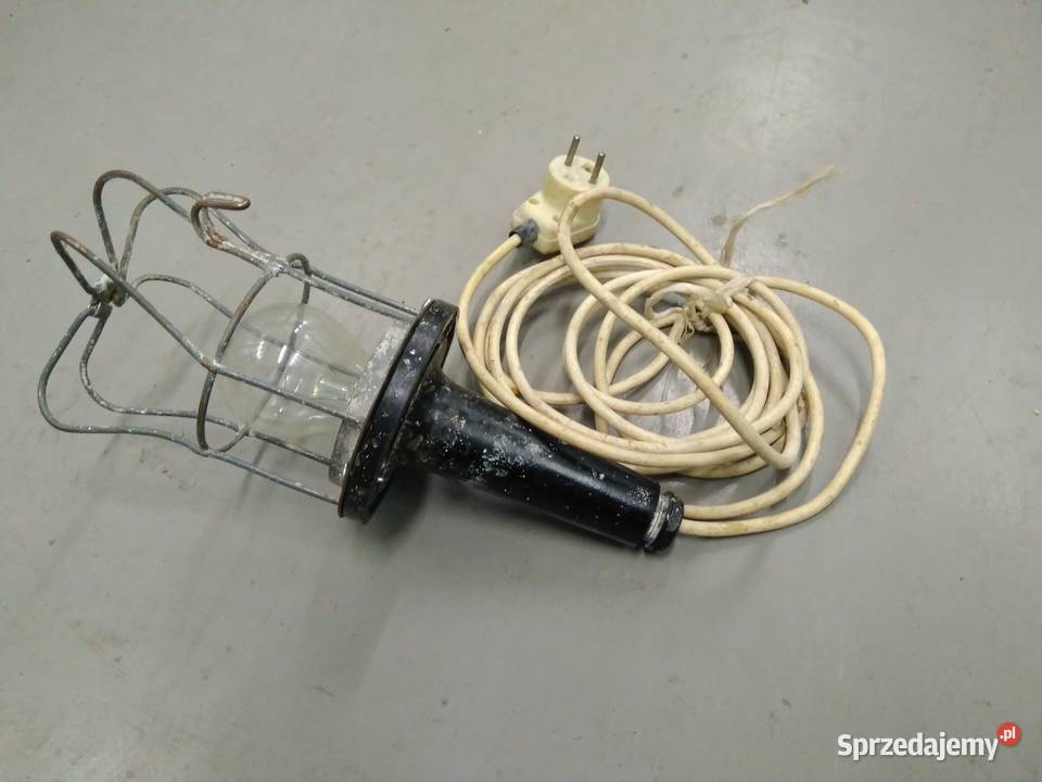 Lampa warsztatowa PRL na kablu w metalowej Warszawa sprzedam