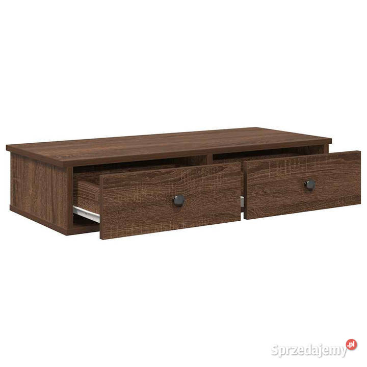 Półka ścienna z szufladami brązowy dąb 80x31x17 Półki Warszawa