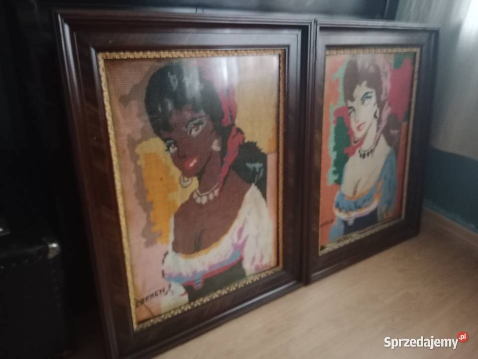 Duże obrazy haft krzyżykowy 89 x 69 Vintage lata