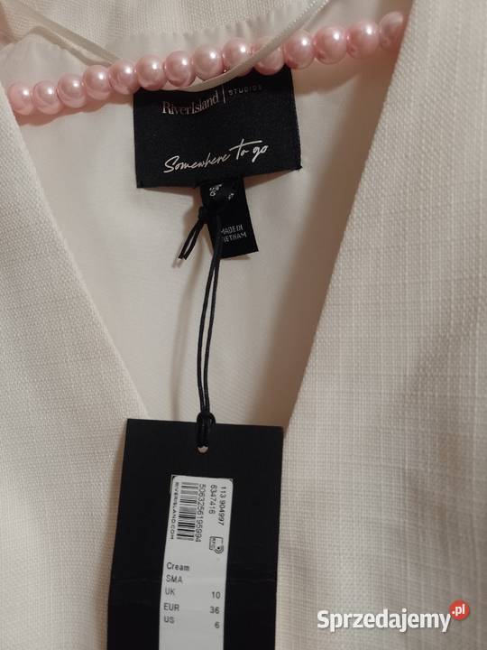 36S River Island Kremowa kamizelka garniturowa z Kraków