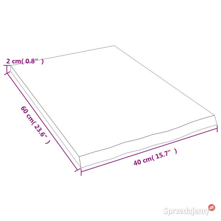 Półka ciemnobrązowa 40x60x2 wykończone lite Półki
