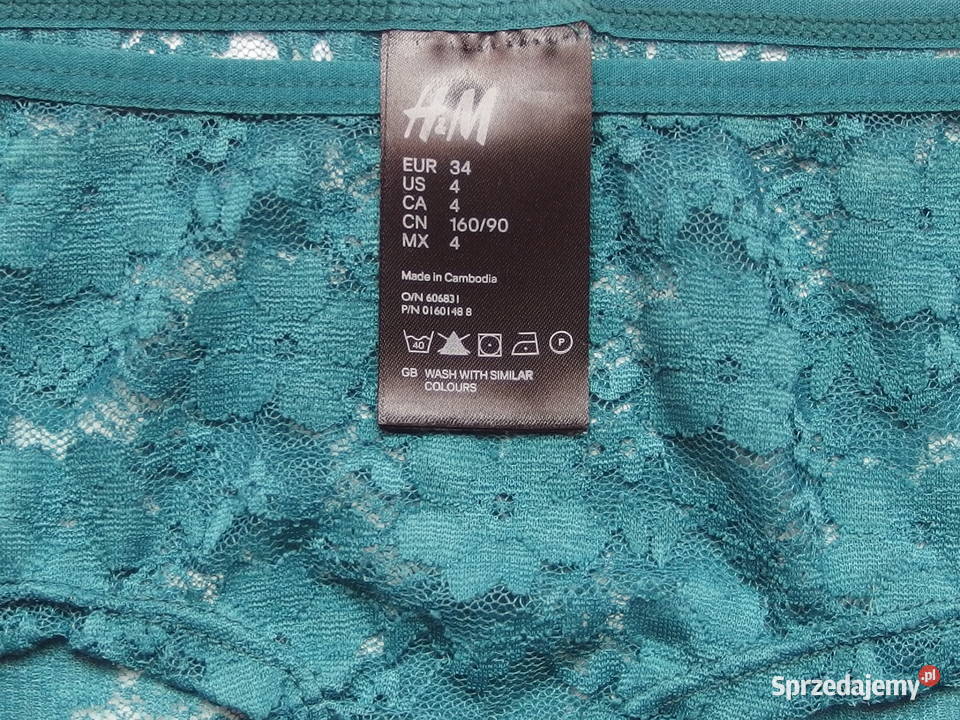 zielone majtki HM xs 34 figi koronkowe z koronką Toruń