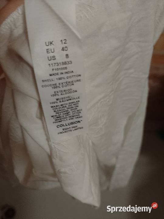 40L Długa biała bogato zdobiona sukienka letnia Rozmiar 40(L) Spódnice i sukienki sprzedam