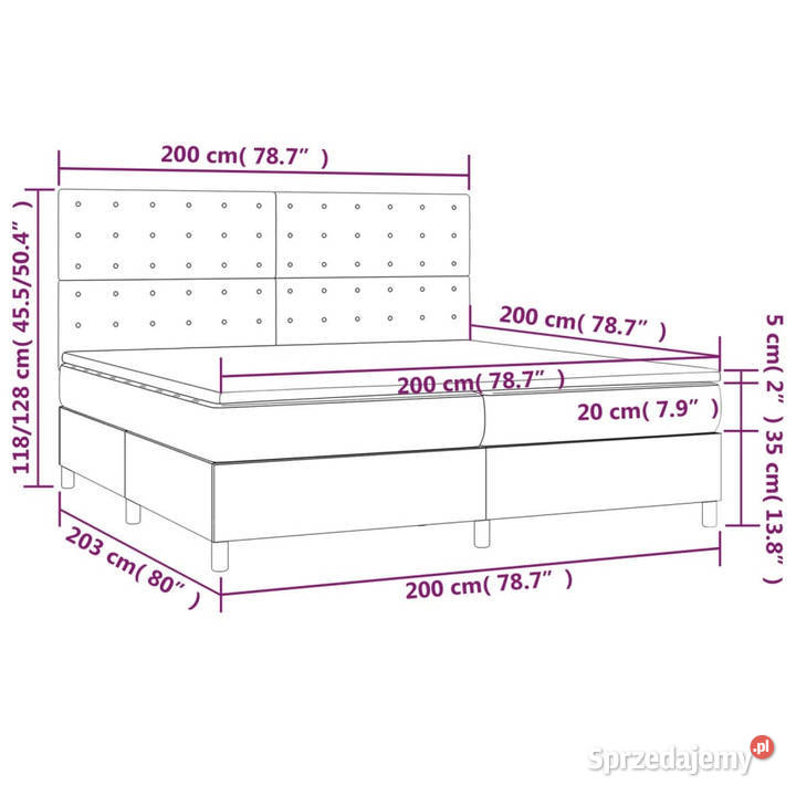 Łóżko kontynentalne z materacem niebieskie 128cm mazowieckie