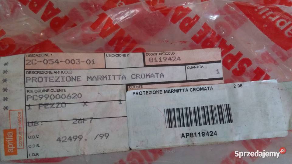 Osłona wydechu tłumika chrom ORGINAŁ Aprilia Bielsk Podlaski