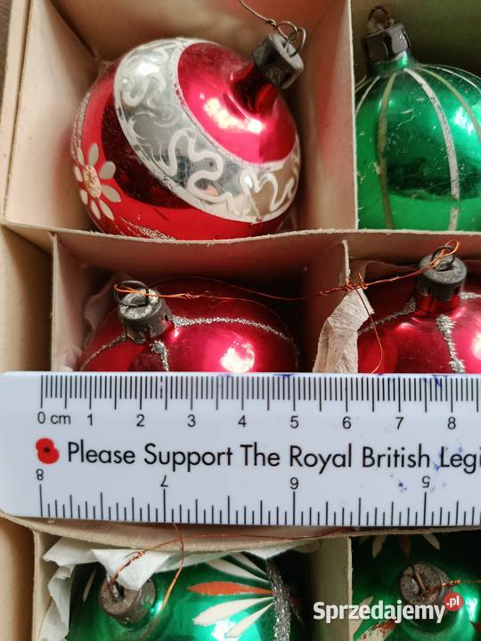 Bombki z PRLróżne szklane w kartonie stare zachodniopomorskie