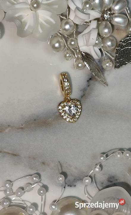 Charms zawieszka kryształowe serce próba S 925 łódzkie Zgierz