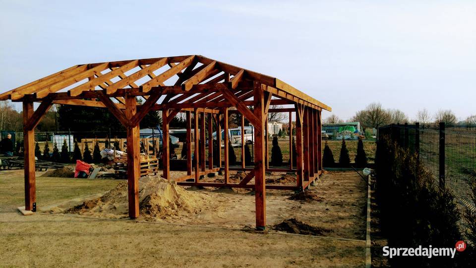 Wiata drewniana garażowa z pomieszczeniem Kozienice