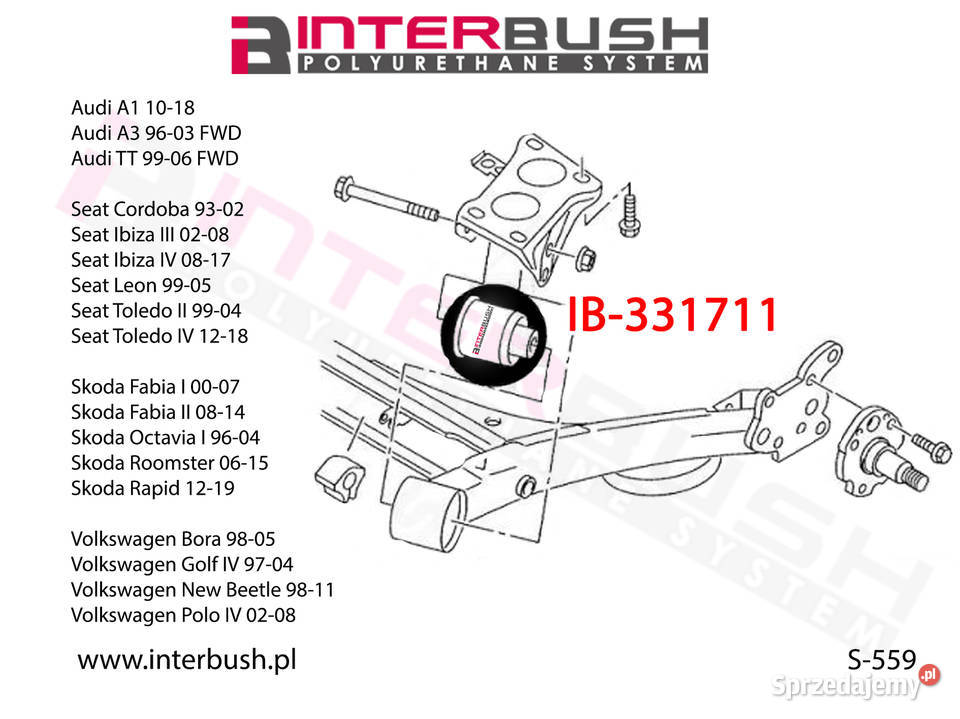Tuleje tylnej belki 72mm Audi A3Vw Golf 4Skoda Gostynin
