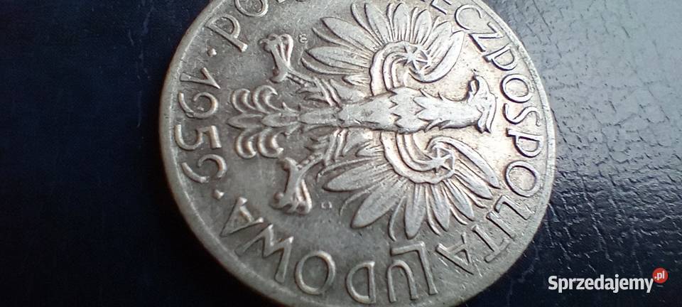 Stare monety 5 złotych 1959 destrukt PRL Polska podkarpackie Lesko