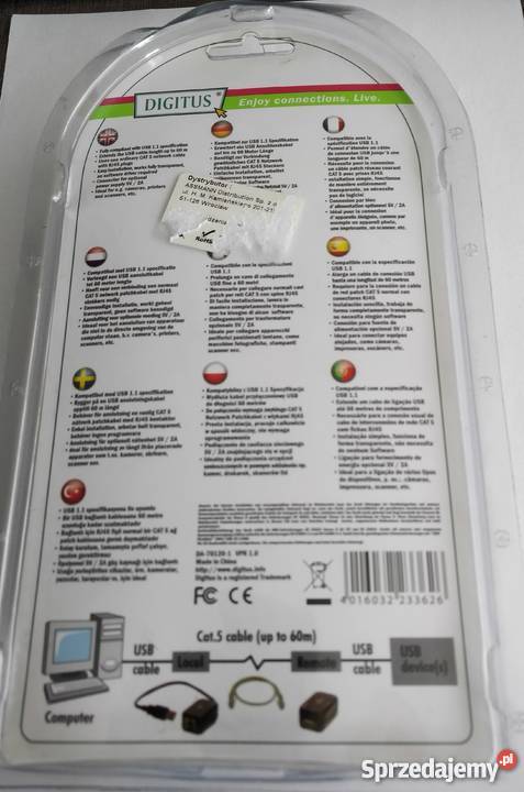 Kabel USB Digitus Przedłużacz USB do 60m skrętce kable i wtyczki Pruszków