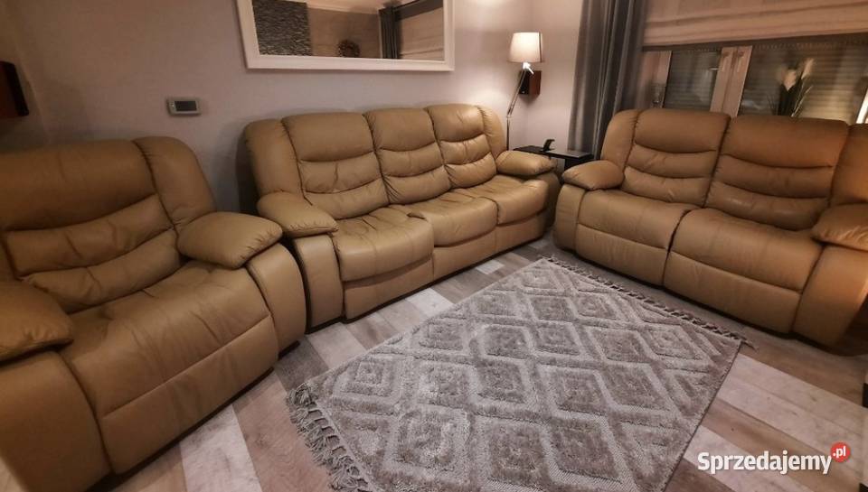 Zestaw wypoczynkowy skóra naturalna Komplety wypoczynkowe Głogów