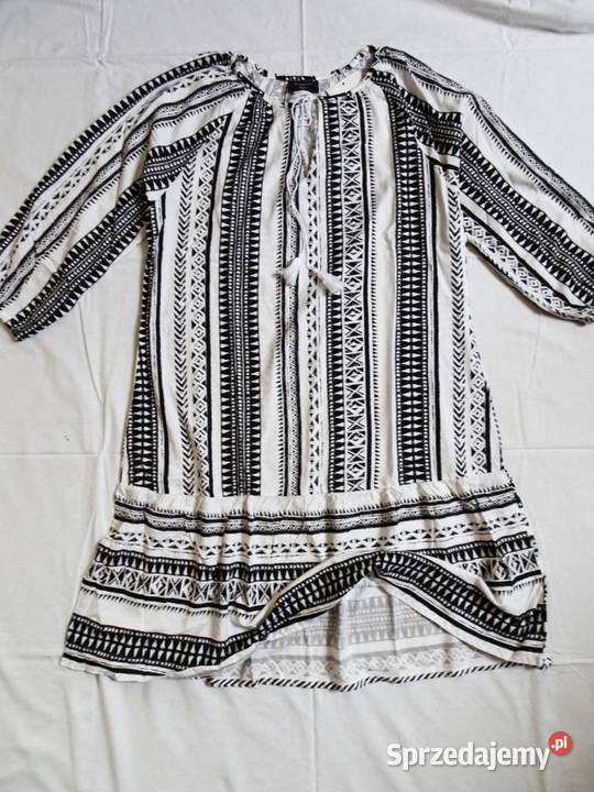 Sukienka biało czarna wiosna lato viscose 40 L biały małopolskie Nowy Sącz