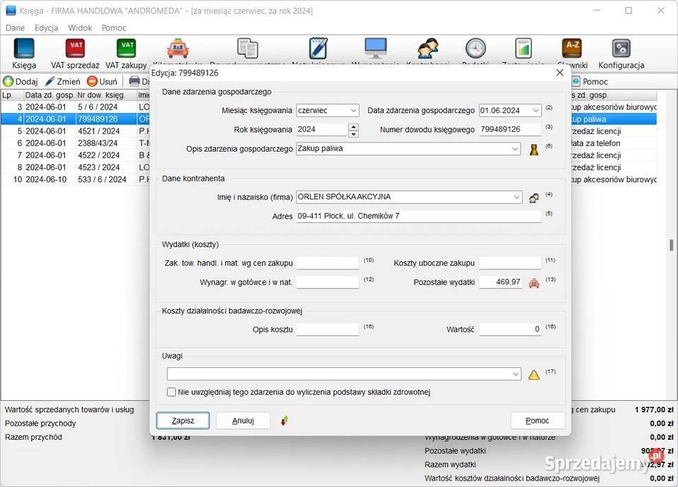 Księga przychodów i rozchodów brutto Oprogramowanie łódzkie Łódź