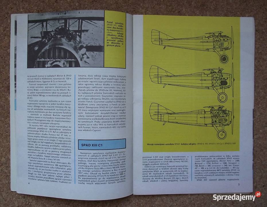 W Bączkowski Samolot myśliwski Spad VIIXIII militaria, broń, wojskowość Warszawa