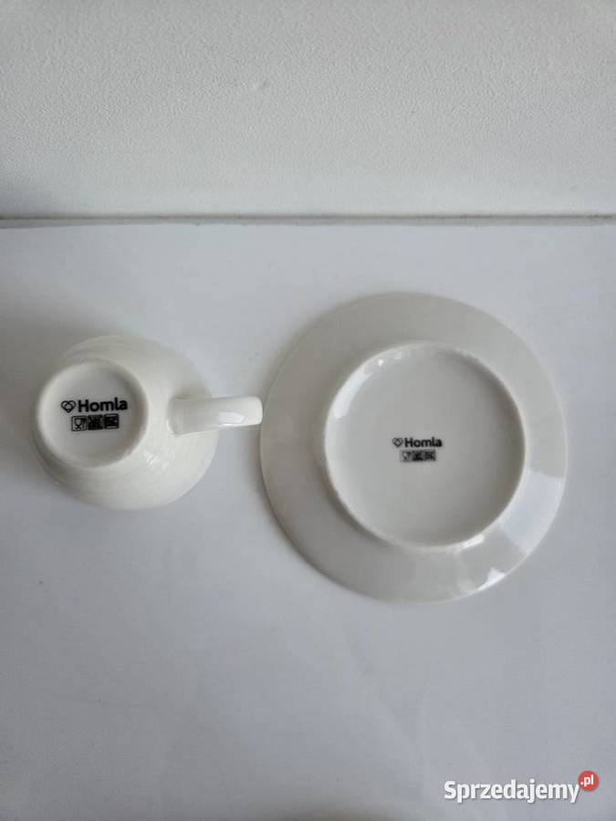 2 białe filiżanaki ze spodkami na espresso małopolskie Liszki