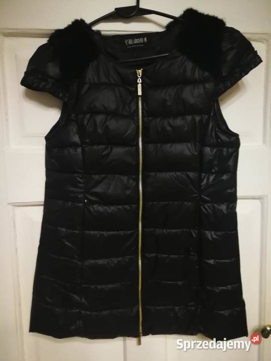 Kamizelka czarna pikowana z futerkiem SM