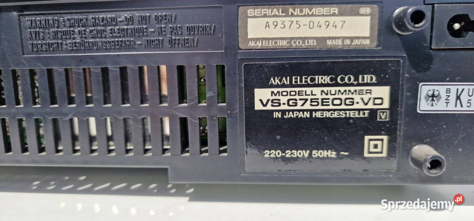 Video magnetowid AKAI Video VS G 75 VSG75 VHS Międzychód