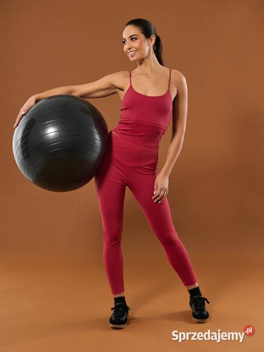 czerwone legginsy gym Sinsay
